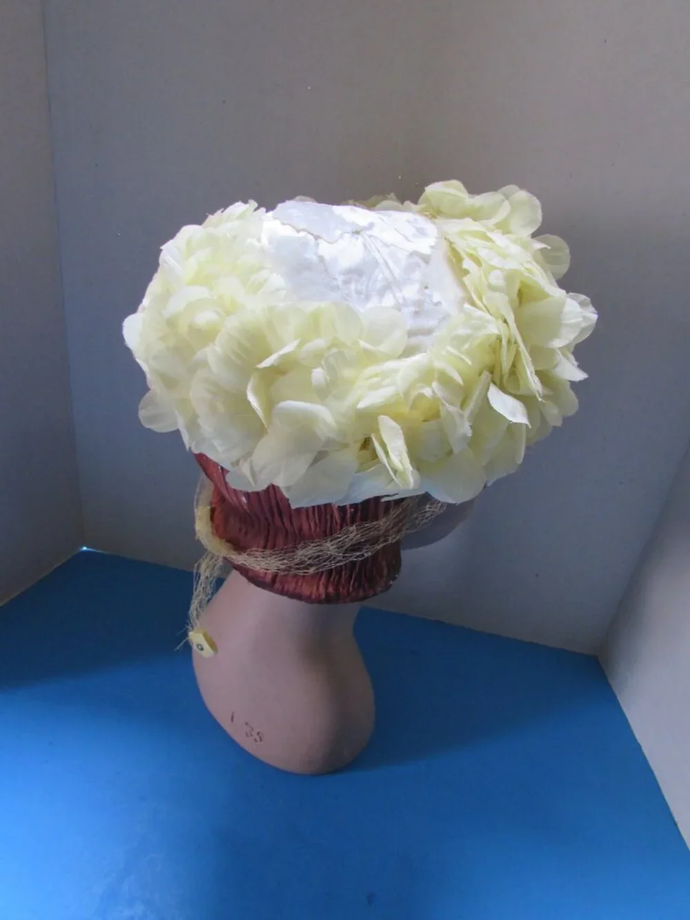 Vintage Hat Lemon Yellow Petals Yellow Veil Original Caroline